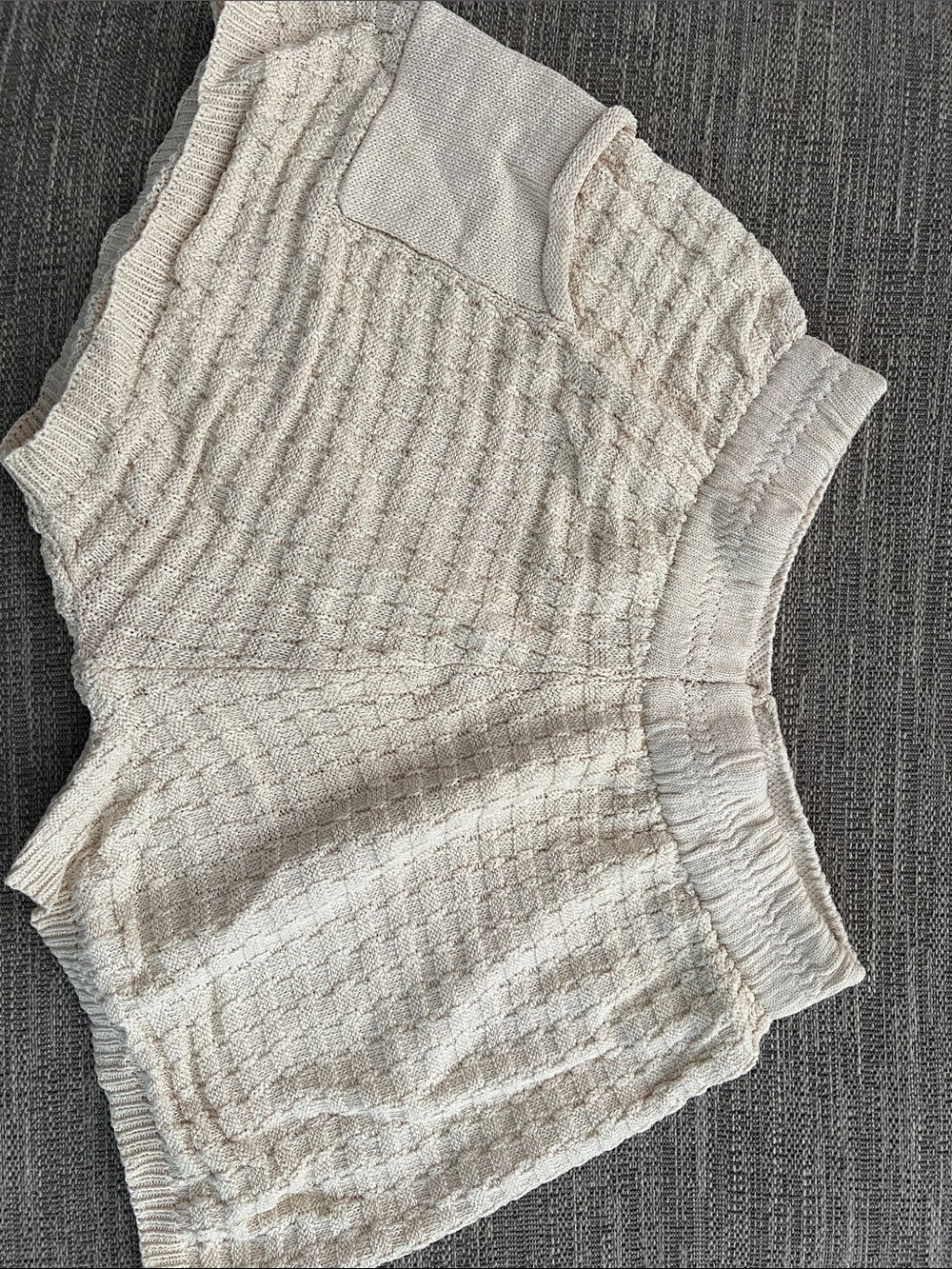 Women's Cream Cozy Knit Textured Shorts